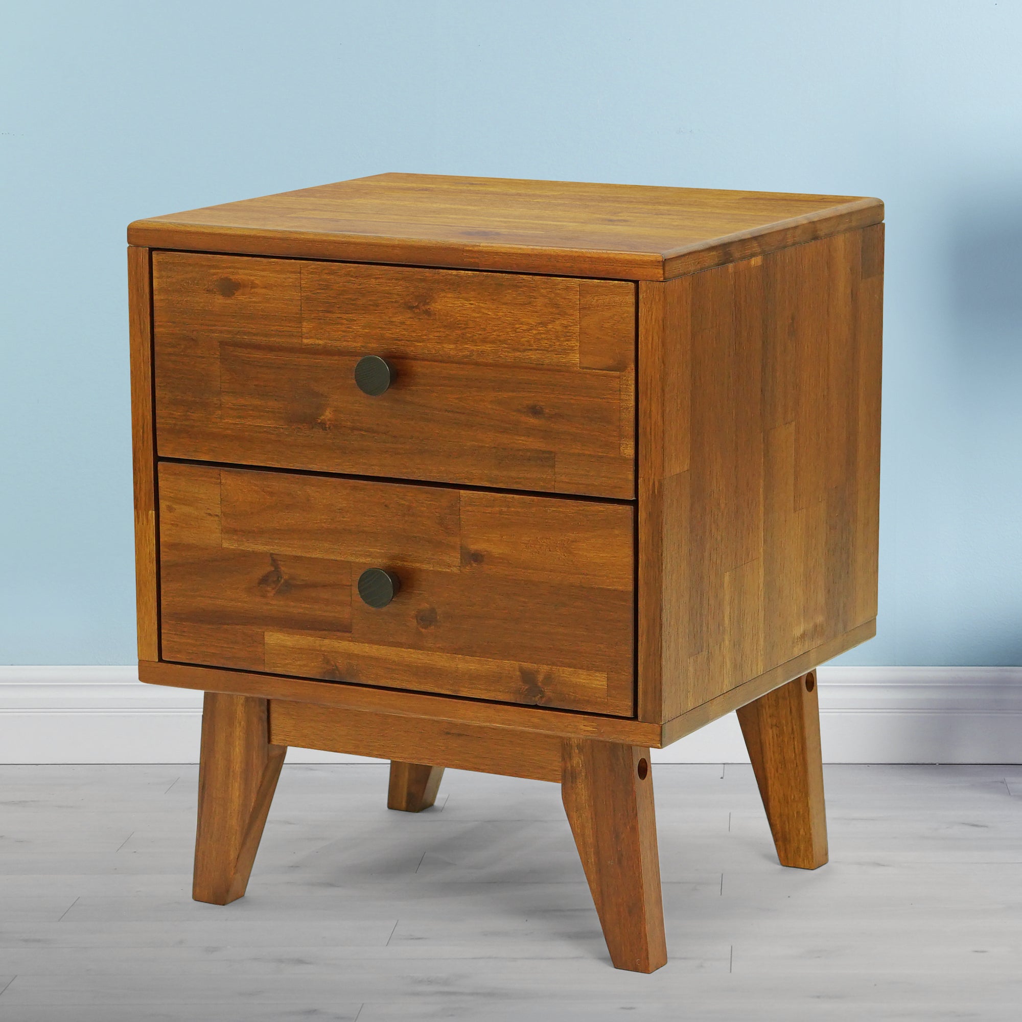 Silvia 2-Drawer Solid Wood Nightstand