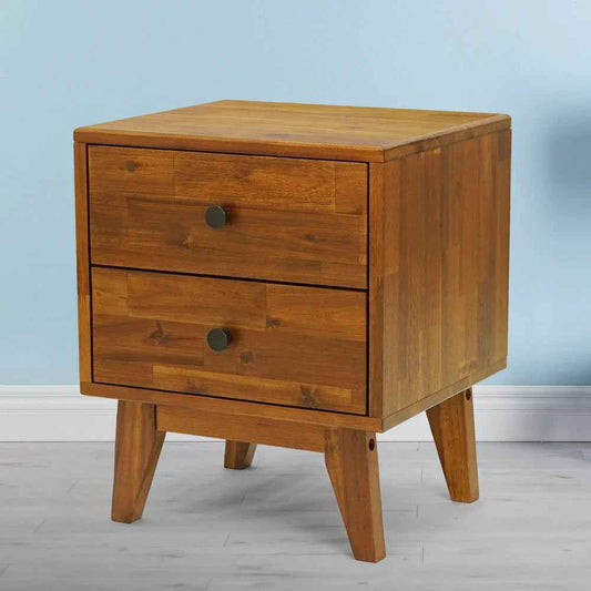 Acacia Silvia 2-Drawer Solid Wood Nightstand - Megsu