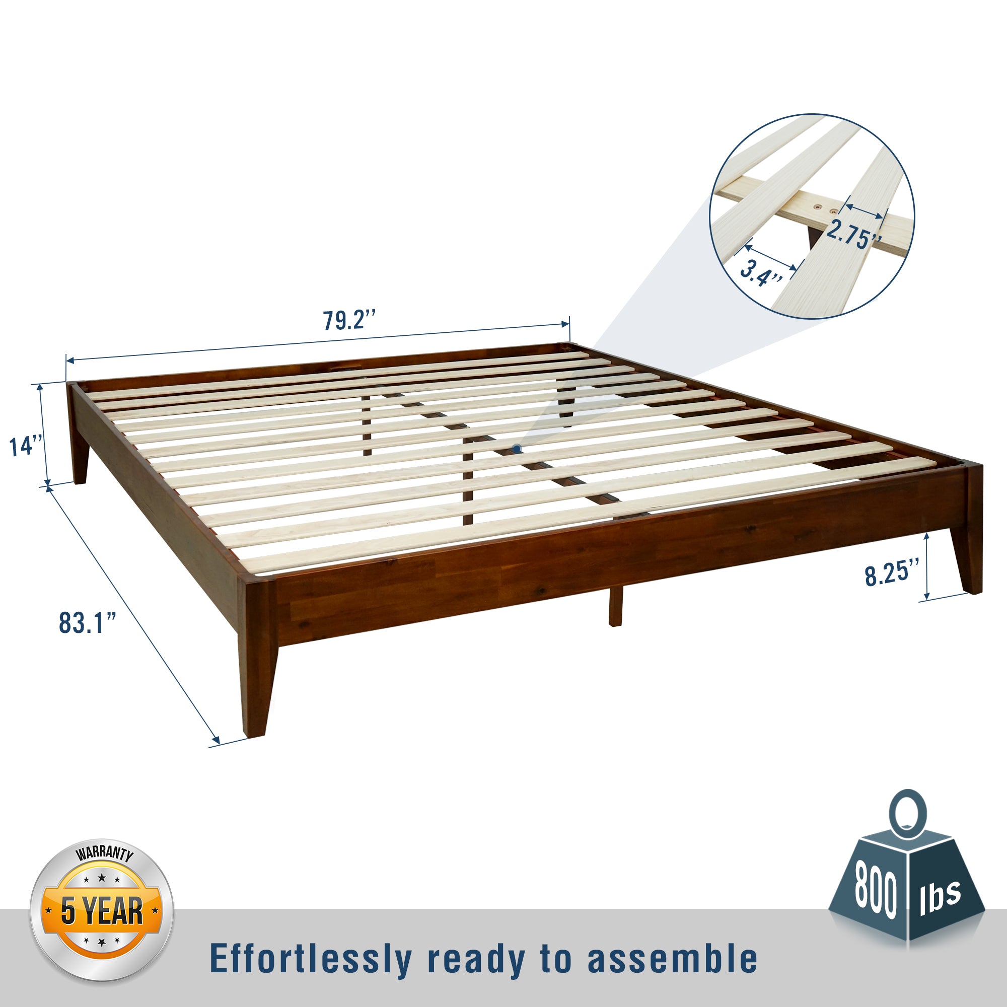 Mervyn Deluxe Wood Platform Bed Frame