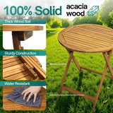 Tranquillo Anya Foldable Round Solid Acacia Wood Outdoor Table - Megsu