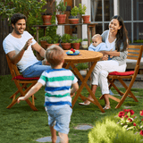 Tranquillo Anya Foldable Round Solid Acacia Wood Outdoor Table - Megsu