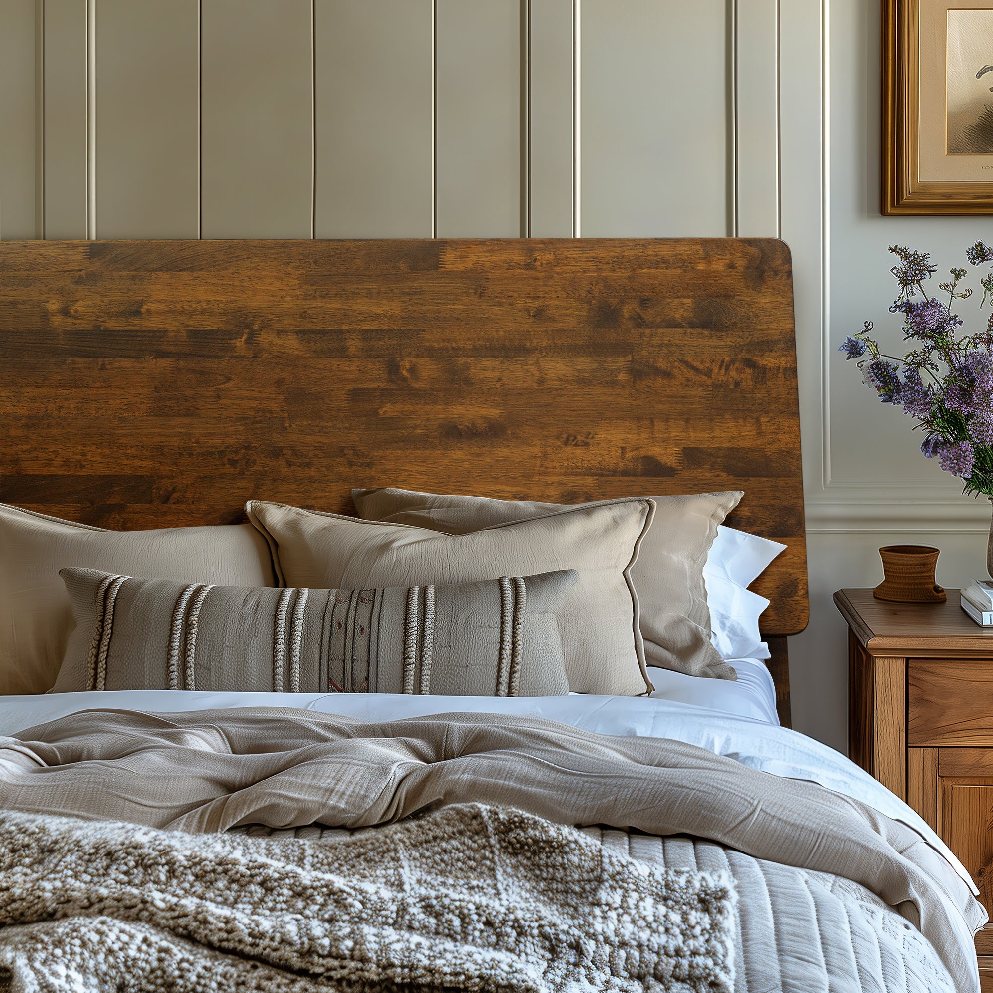 Acacia Serenity Deluxe Wood Platform Bed Frame - Elegant and Durable Design