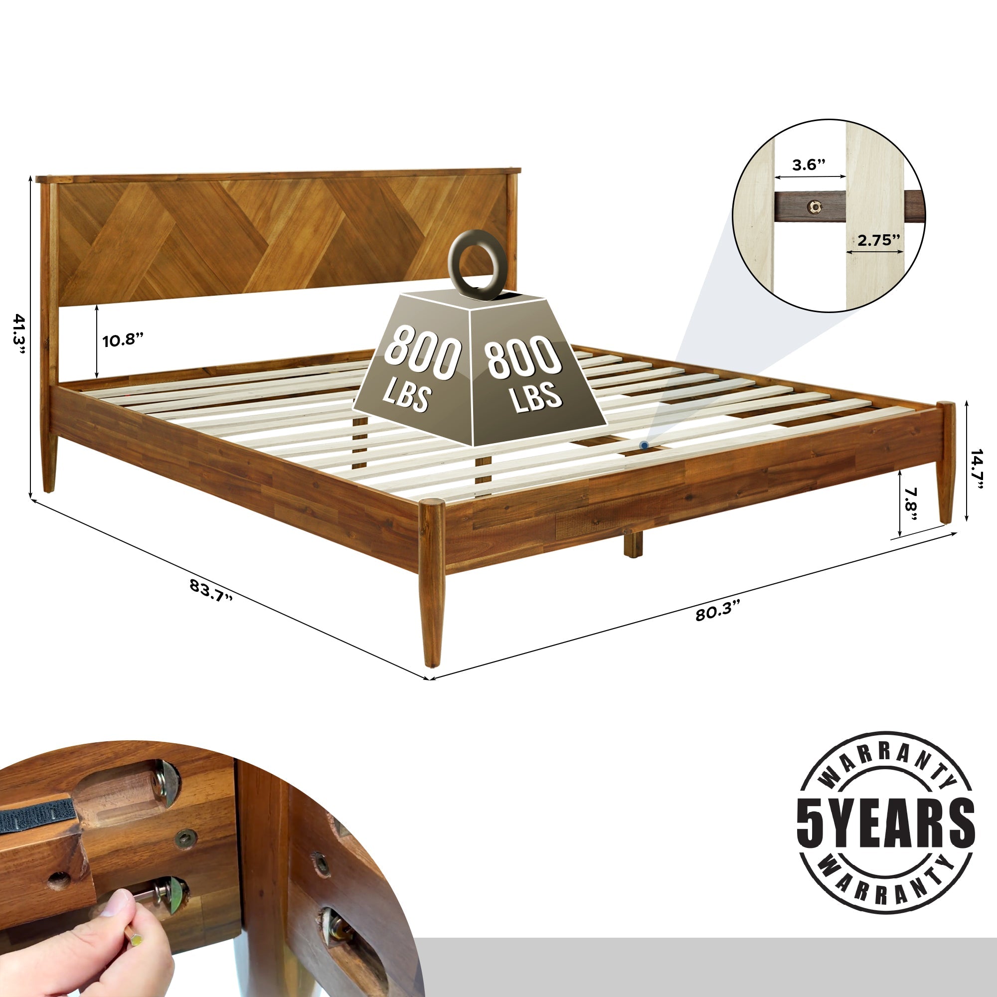 Panthera Platform Bed Frame With Headboard