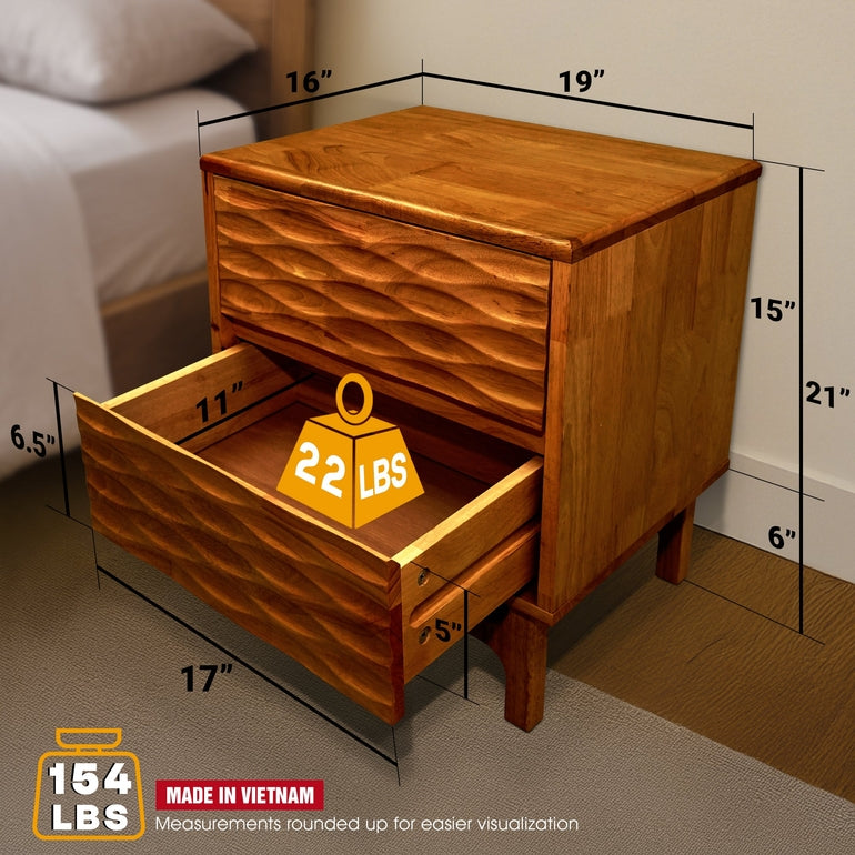 Acacia Elara Nightstand with 2 Drawers - Stylish Storage Solution