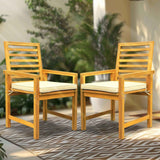 Tranquillo Solara Acacia Wood Outdoor Chairs Set of 2 with Cushions - Megsu