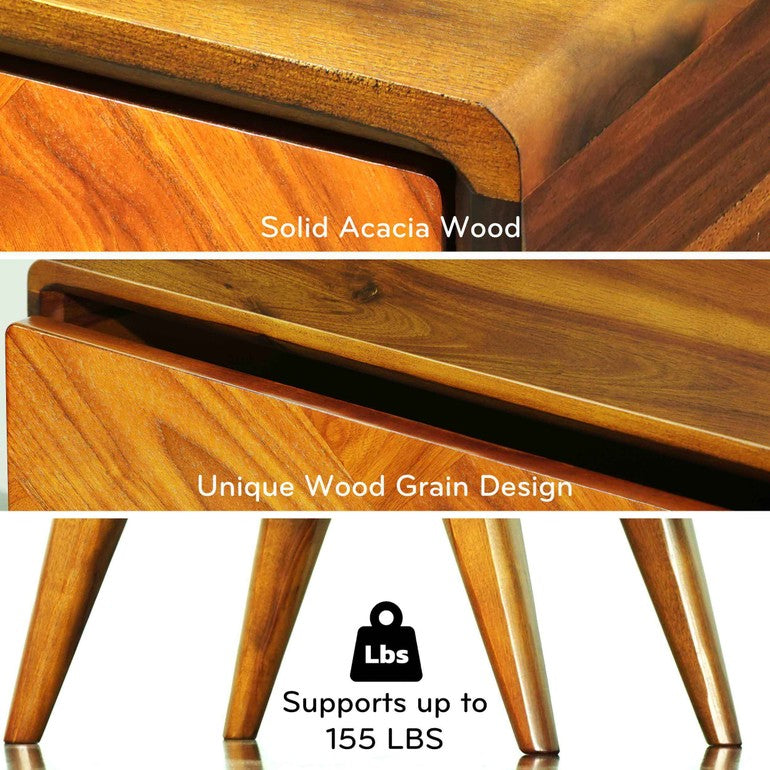 Rorns Laden Nightstand with drawer - Megsu