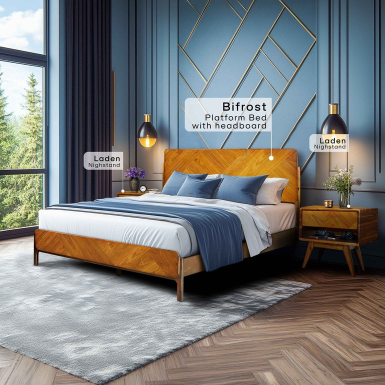 Rorns Laden Nightstand with drawer - Megsu