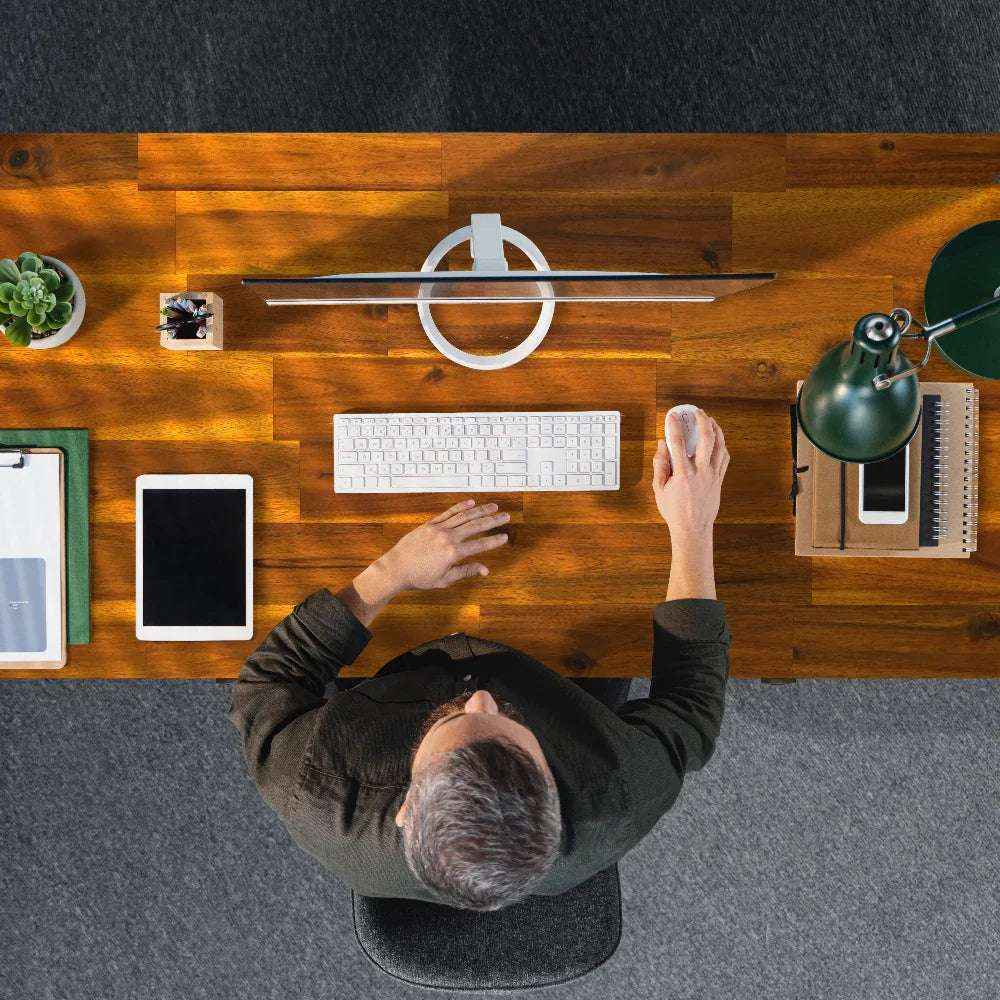 Acacia Lagom 48" Solid Wood Work Desk with Drawers - Megsu