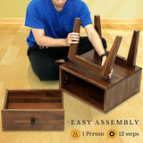 Acacia Sofia 1-Drawer Solid Wood Nightstand - Megsu