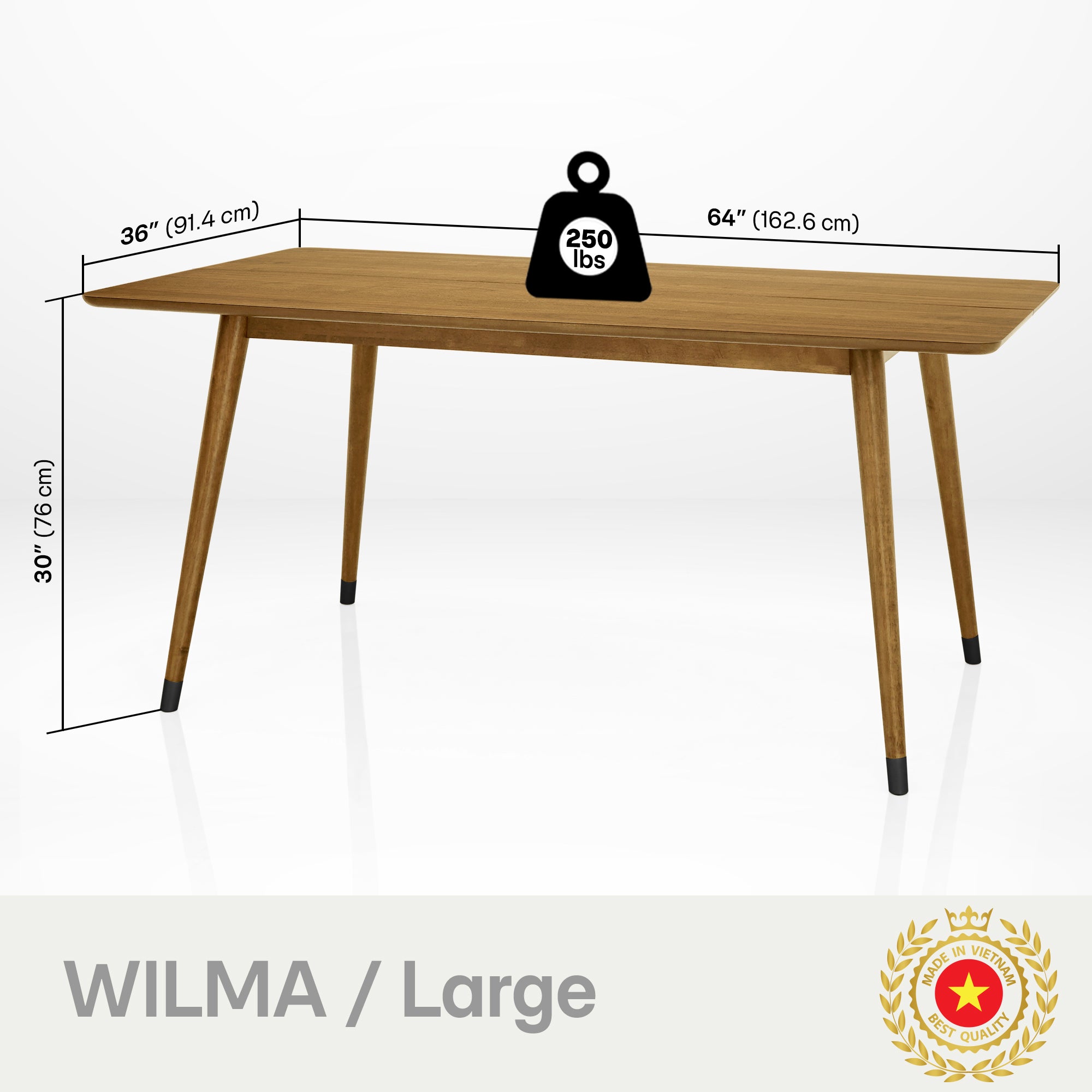 Wilma Solid Wood Dining Table 64" x 36"